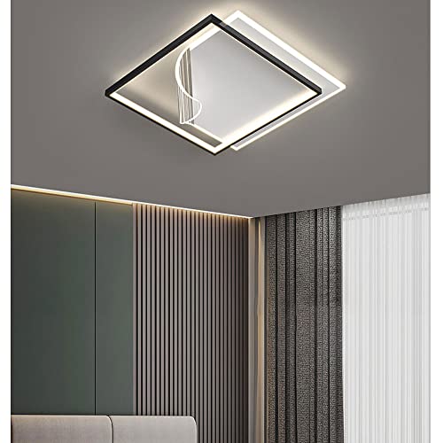 Plafonnier LED dimmable carré 57W noir pour éclairage de salon - 4