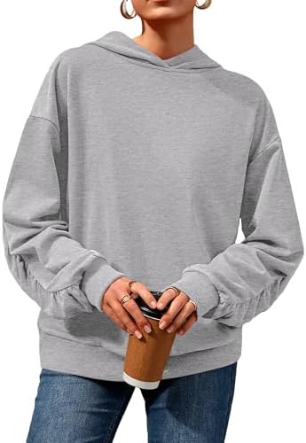 PRETTYGARDEN Hoodies for Women Oversized Pullover Sweatshirts 2025 Ruched Long Sleeve Casual Tops Fall Fashion Y2K Clothes