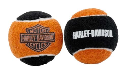 Harley-Davidson Bar & Shield Tennis Ball Dog Toy Set w/Squeakers - Black/Orange