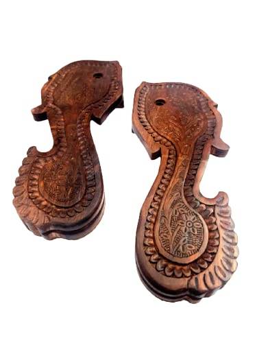 Image of numeroastro Beautifully Handcrafted & Designed Wooden Charan Paduka | Khadau | Slipper for Wearing (10 Inches Approx) (1 Set)