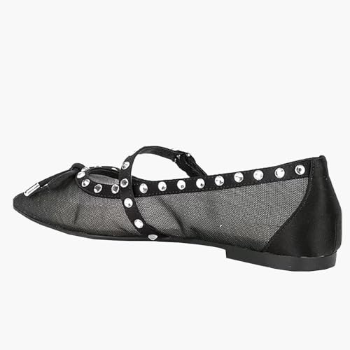 Women's Exquisite Mesh Ballet Flats - Sparkling Studs & Delicate Bow Design3