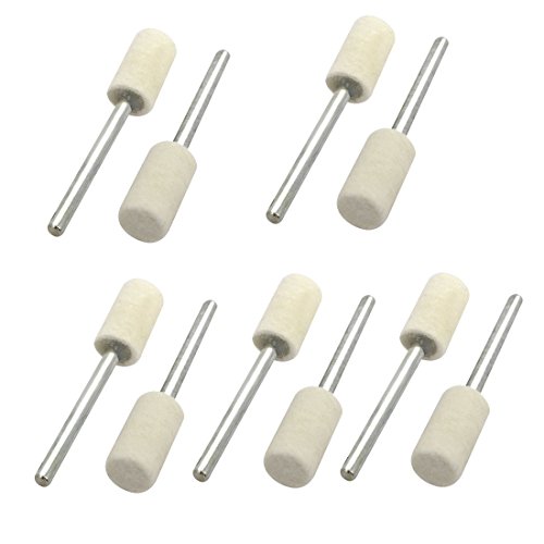 Aexit 3mm 1/8-inch Abrasives Drill Hole 8mm Cylinder Felt Head Grinding Mounted Point Polishing 10pcs Model:37as180qo472