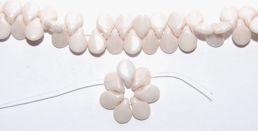 600 pcs Leaf Petal Pip Pressed Glass Beads, Chalk White 14402 (3000 14402), Glass, Czech Republic, Size 5 x 8 mm (0.2 x 0.31 in)