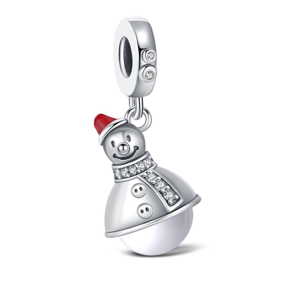 KEQ 925 Sterling Silve Christams Dangle Beads Charm for Pandora Moments Bracelets, Merry Christmas Gifts for Women