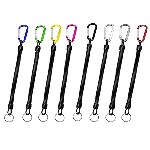 Yqhugbc Fil Spiralé Tether avec Mousqueton Porte-clés de Ressort en Spirale avec Mousqueton Porte-Clés à Ressorts à Spirale Lanière Elastique Spirale pour Les Excursions de Camping en Plein Air Cover