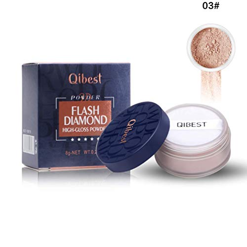 Highlight Powder Loose Natural Looking Translucent Face Finishing Powder for Setting Makeup or as Foundation Lightweight Long Lasting (Color 03#)