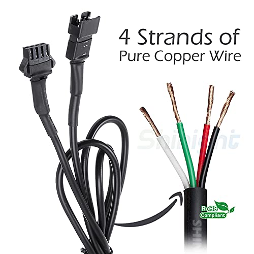 Shinight 4 Pcs 47 Inch Extension Cords For Use With 5050 Led Smd Rgb Neon Accent Kits For Led Motorcycle Atv Car Light Multi-Color Neon Strip #TOP4