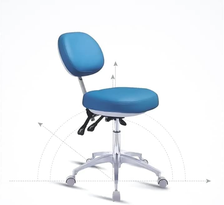 Blue Pu Chair Height Adjustable Mobile Furniture with Backrest Ergonomic Lab Dental Equipment Doctor Chair Nurse Stool