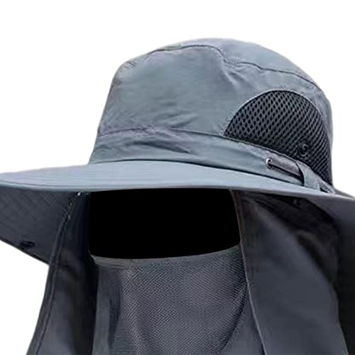 harayaa Touca de sol com proteção removível para rosto e pescoço, proteção solar dobrável, chapéu de