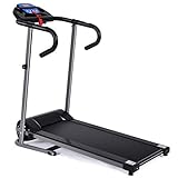 GYMAX Folding Treadmill, Electric Motorized Running Jogging Machine with LCD Monitor & Device Holder, Easy Assembly Heavy Duty Walking Treadmill for Home