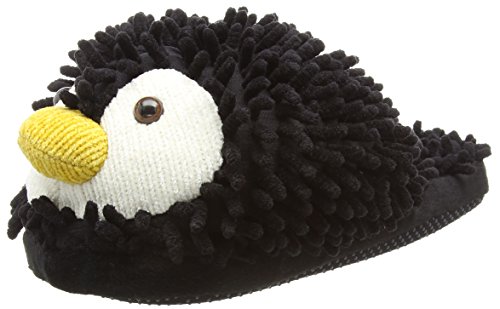 Aroma Home Penguin Fuzzy Friend Slipper Black