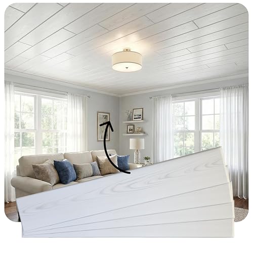 LA Maison Ceilings WP02CW Foam Wood Ceiling Planks, Country White, 39' x 6', Covers 78 sq. ft., Pack of 48