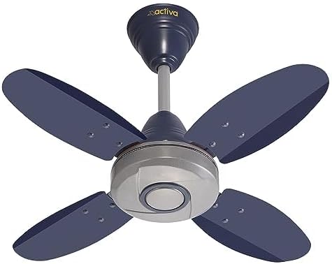 ACTIVA ORNET 600mm Ceiling Fan, 850 RPM High Speed Air Delivery with 4 Blades, Anti-Dust Coating, 2 Years Warranty - Silver Blue