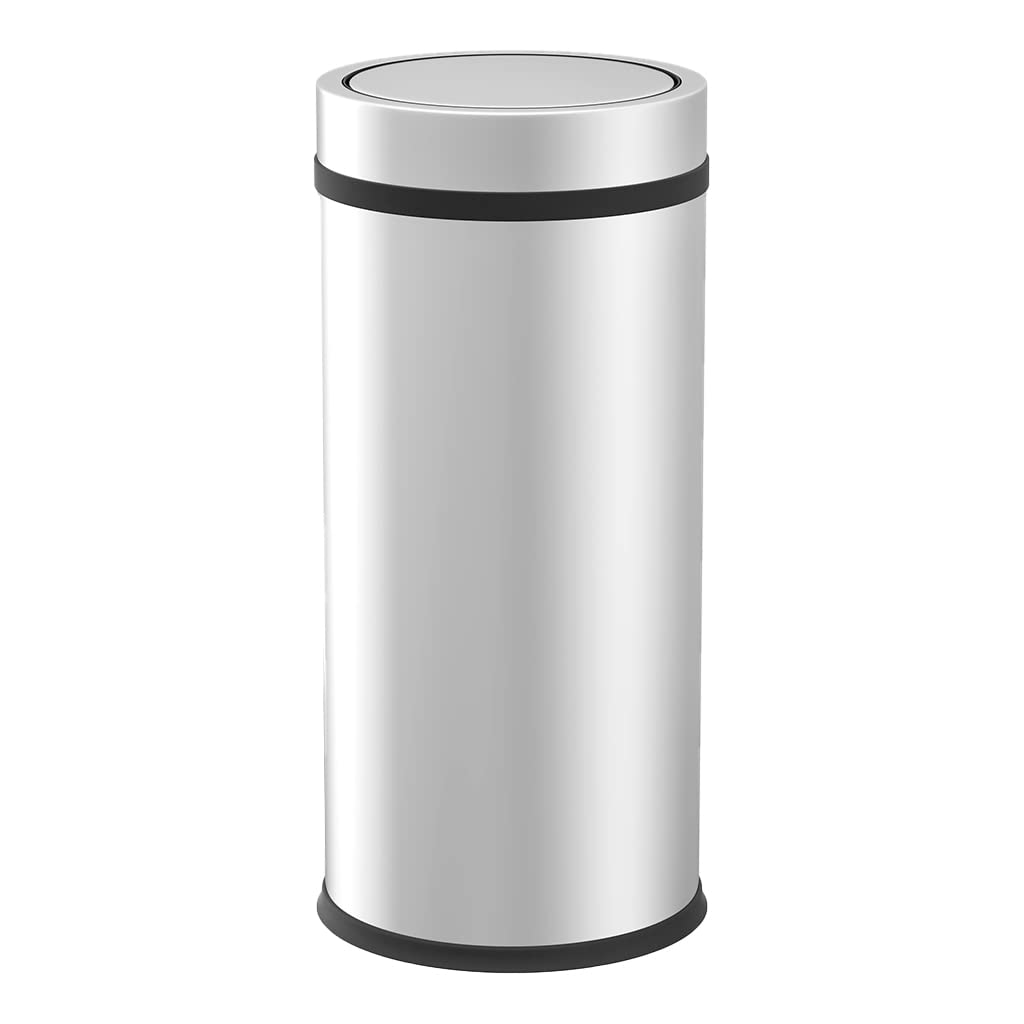 Premium Serisi Pratik Döner Kapaklı 27 Litre Mutfak/Banyo Çöp Kovası Paslanmaz Krom, 27l