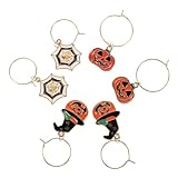 MAGICLULU 1 Jeu Identifiant Verre À Vin Halloween Pouper Coktail Fiesta Marqueur De Vin Tasses D'été Étiquettes De Marquage De Verre À Vin De Banquet Marqueur De Tasse De Fête Métal 6 Pièces