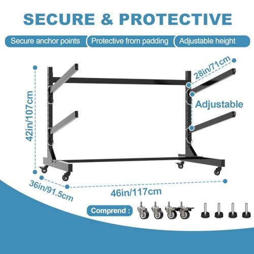 Support de rangement pour kayaks durable réglable pour plusieurs embarcations
