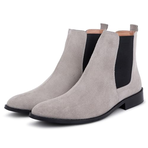Image of LOZANO Suede Leather Chelsea Boots for Men | High Ankle Boots, Soft Cushioned Insole, Slip-Resistance, Arch Support & Shock Absorption