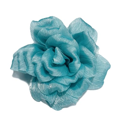 Image of Flash Camellia Flower Brooch Pin for Women Men Elegant Texture Fabric Dahlia Rose Floral Brooches Lapel Pins Dainty Wedding Holiday Party Costume Dress Accessories Jewelry
