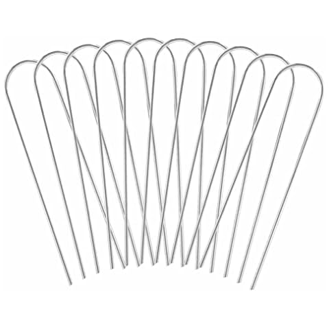 AHAD Garden Pegs Stakes U Shaped Galvanized Weed Mat Pins Garden Securing Pegs Strong Durable Rust Resistant Use With Weed Control Membrane Fabrics Netting Fence and Artificial Grass (Pack Of 10) Cover