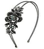 JCGY Crystal Flower Headband Resilient Metal Wire Hairband U86121-0119jet