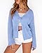 BTFBM Summer Cardigans for Women Lightweight 2026 Spring Crochet Mesh Long Sleeve Tie Front Knit Beach Vacation Outfits(Light Blue, Large)