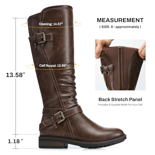 SHIBEVER Women's Knee High Boots Comfortable Round Toe Low Heel Tall Booties with Side Zipper Fall Winter Dressy Shoes3