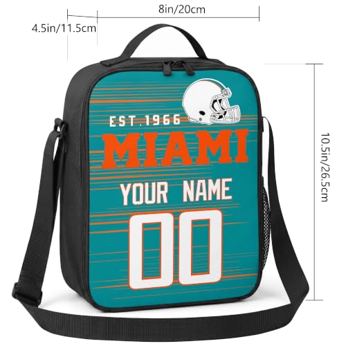 Image of Miami Lunch Bag Custom Name and Number Personalized Gifts | Custom Personalized Lunch Box for Men Women