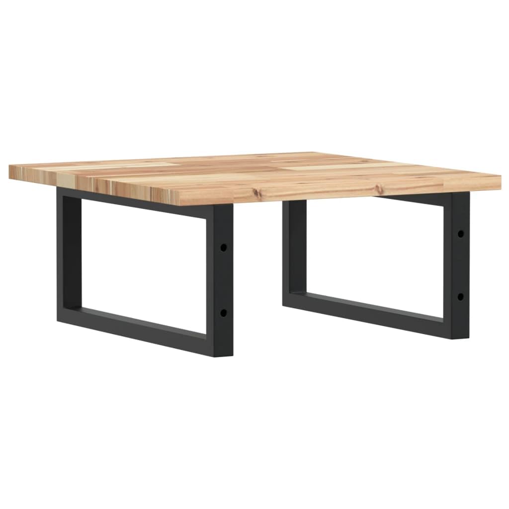 Scaffale per lavandino, montaggio a parete, in acciaio e legno di acacia massiccio, 50 x 50 cm, con supporti rettangolari, ripiano salvaspazio per mobili da bagno e lavabo, portata fino a 100
