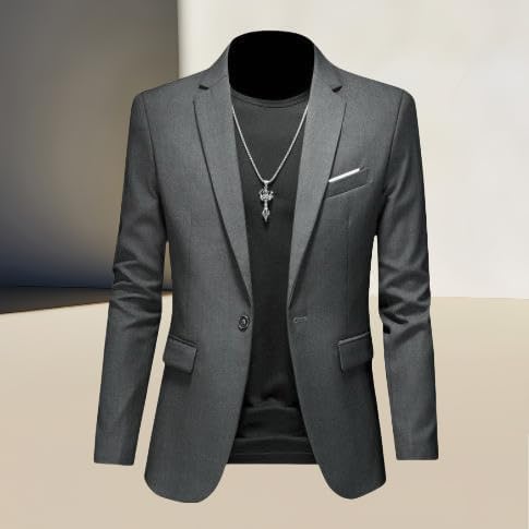 Men's Spring Autumn Casual Slim Fit Professional Single Blazer Jacket Outerwear