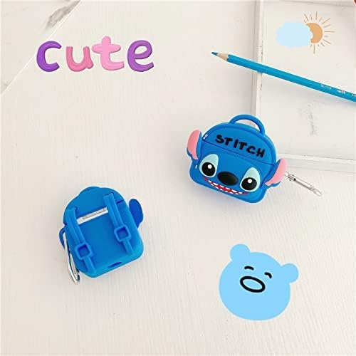 Derhom Airpods Silicone Case Funny Cute Cover Compatible for Apple Airpods 1&2[Bag Series] (Stitch)