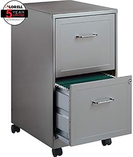 Lorell 16873 2-Drawer Mobile File Cabinet, 18-Inch Depth - Gray