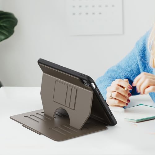 Image of ProElite Cover Case for Apple iPad (A16) 11th /10th Gen (2025 /2022) Case, Smart Magnetic Shockproof Protective Case with 5 Stable Stands with Pencil Holder for Apple iPad 11th /10th Gen, Brown