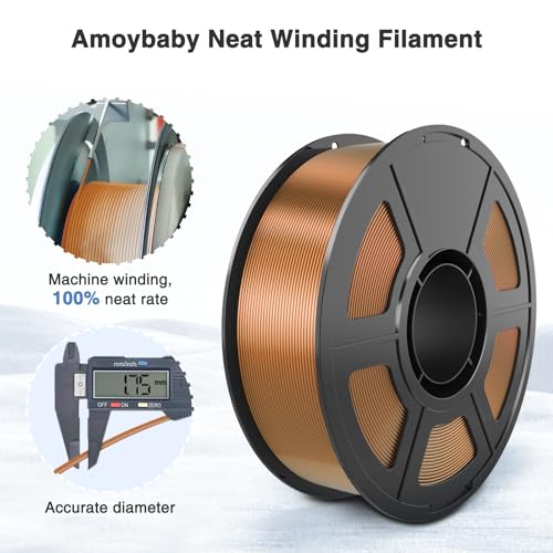 Image of Silk Red Copper PLA Filament 1.75mm 1kg(2.2lbs), High Gloss Shiny 3D Printer Filament PLA, Low Warp & Clog-Free, Dimensional Accuracy + /- 0.03mm, Fits for FDM 3D Printers