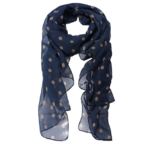 JOVANAS FASHION Chiffon Polka dot Scarf Sunscreen Shawl (Navy)