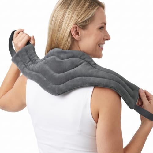 Image of Microwavable Heat Pad for Neck and Shoulders, Warm Compress Wrap, Grey | Moist Heat Pads for Neck, Shoulder, Back, Knee, Period Cramps, Reusable & Portable