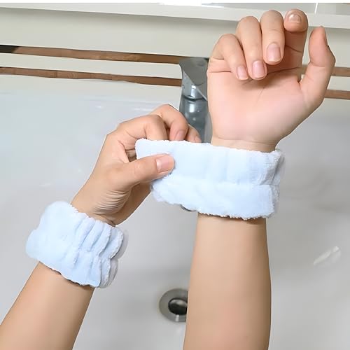 Spa Handgelenk Waschband,5 Paar Mikrofaser Gesichtswasch Armbänder Waschband zum Waschen des Gesichts Saugfähiges Armband zum Schminken und Waschen Gesicht Frauen Spa Yoga Dusche