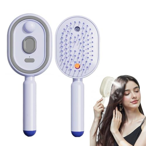 Electric Steam Brush for Hair 2026 Electric Spray Air Cushion Massage Comb Rechargeable Water Spray Hair Brush for Reduce Frizz Smooth & Nourish Detangling&Anti-Static