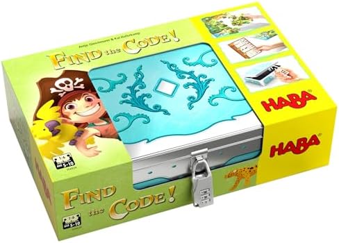 HABA Find the Code! Pirateninsel – Rätselspiel für Kinder ab 5 Jahren mit Zahlenschloss & Schatzkiste zum Befüllen – Lernspiel & Piraten Spiel für Logik & Teamgeist