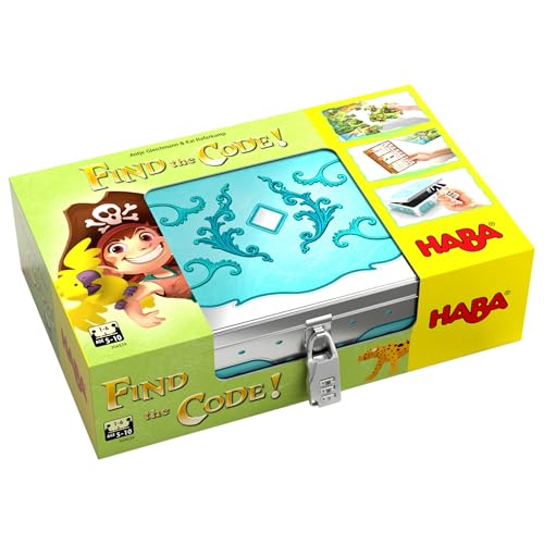 HABA Find the Code! Pirateninsel Rätselspiel für Kinder ab 5 Jahren mit Zahlenschloss & Schatzkiste zum Befüllen Lernspiel & Piraten Spiel für Logik & Teamgeist