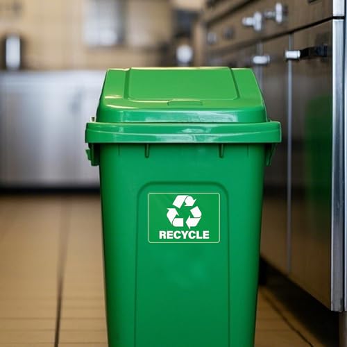 Autocollants de recyclage imperméables grand format vert pour poubelles - 6