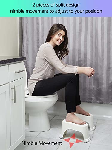 Evron Toilet Stool 7" Bathroom Squatting Toilet Step Stool For Potty Assistance,Original Compact Flexible Distance Adjustment Poop Stool Stackable Design For Space Saving Storage&Go Travel #TOP1