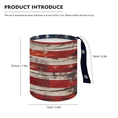 Image of American Flag Car Trash Bin Vehicle Trash Can - Portable Reusable Waterproof Multipurpose Car Organizer Road Trip Essentials