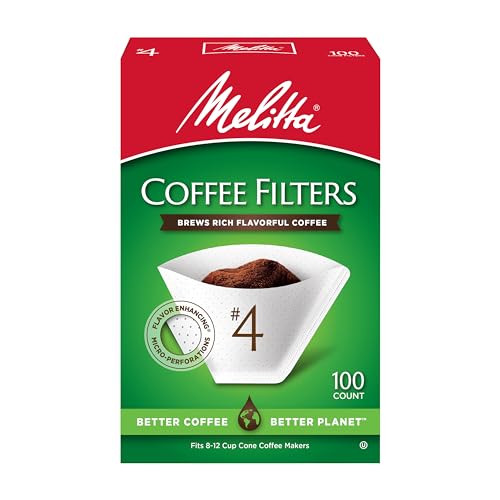 Image of Melitta #4 Cone Coffee Filters, White, 100 Count (Pack of 6) 600 Total Filters Count - Packaging May Vary