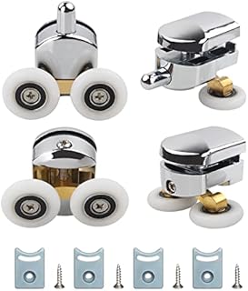 4 Pcs 25mm Shower Door Rollers, Replacement Sliding Shower Door Runners Wheels for 4-6mm Glass, Curved Shower Door Rollers, Shower Enclosure Accessories (2 Top and 2 Bottom Rollers)