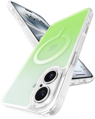 Image of eller sante Maven Magpro Back Cover Case for iPhone 16 Plus Scratch Resistant Camera Screen Protector TPU Shockproof 10ft Drop Protection Support Mag-Safe Wireless Charging- Light Green