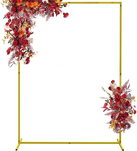 Wedding Arch Backdrop Stand, 6.6x5.2 FT Gold Wedding Arches for Ceremony Square Metal Balloon Arch Stand Garden Arbor Frame for Wedding Birthday Party Baby Shower Photo Booth Background Decoration