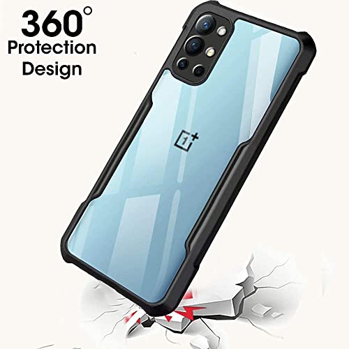 Image of WOW IMAGINE Shock Proof Clear Back Case Mobile Cover for 1+ OnePlus 9R (Hard | Hybrid PC + TPU | Full Armour Device & Camera Protection | Black)