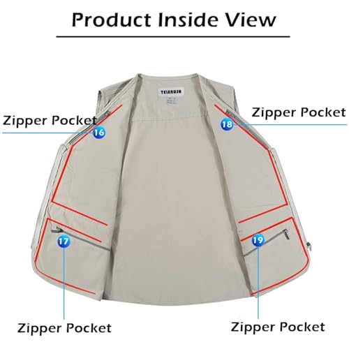 Mens Outdoor Casual Vest Summer Lightweight Multi Pockets Multifunction Gilets3