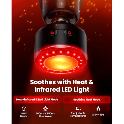 Image of BOB AND BRAD Q2 Ultra Mini Massage Gun with Red Light Infrared Heating Head, Pocket-Sized Deep Tissue Massager for Muscle Therapy, HSA Portable Percussion Massage Gun for Pain Relief FSA Eligible