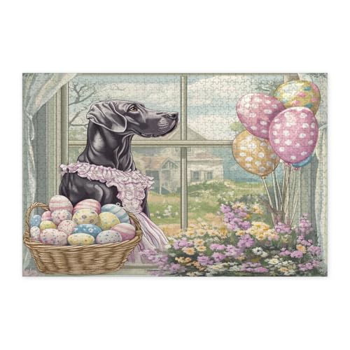 Rompecabezas de 1000 piezas para adultos, diseño de perro Gran Danés de primavera en madera